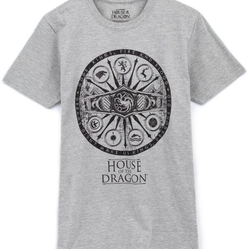 House Of The Dragon Mens Symbols Heather T-Shirt / Gray/Black